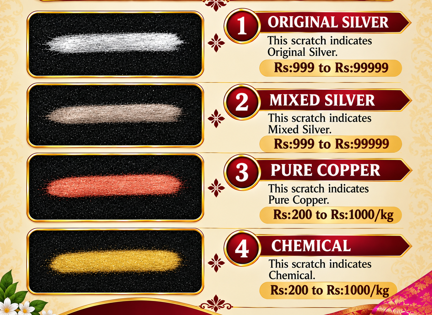 Silk saree rubbing test and material identification guide