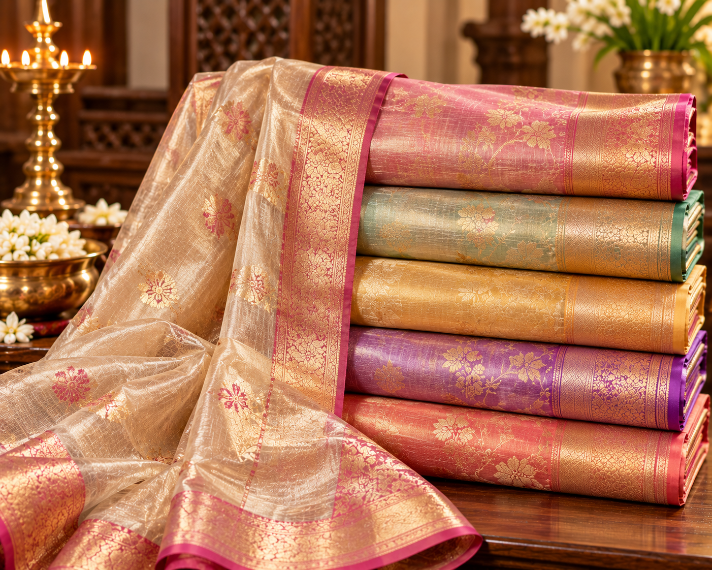 Zari and tissue saree